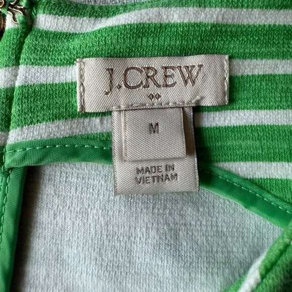 J. Crew Factory Green Striped Sleeveless Daybreak Ponte Knit Dress w Pockets M - Picture 3 of 4
